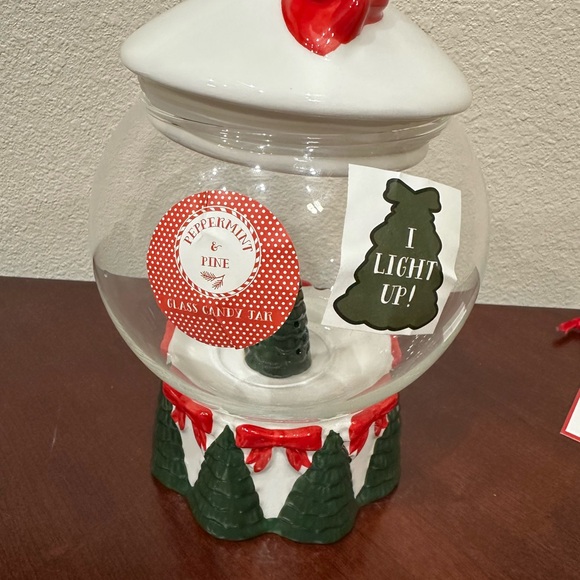 Peppermint & Pine Holiday Snow Globe Light Up Candy Jar - Picture 2 of 5